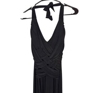 Vintage Y2K Taboo Black Halter Maxi‎ Dress Crisscross Formal Cocktail Evening
